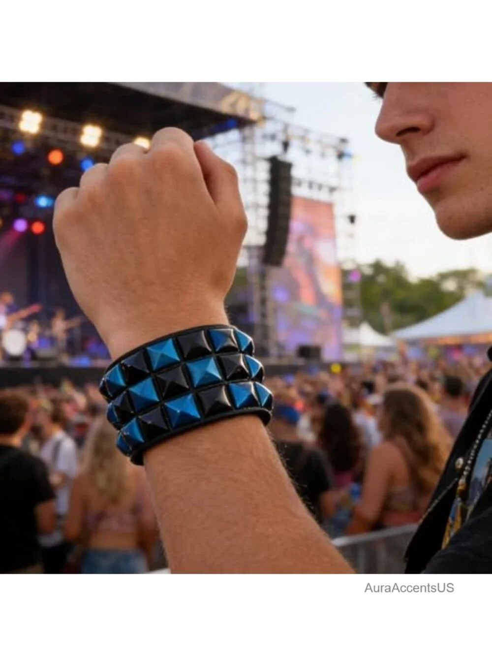 Emo Studded Leather Cuff Bracelet Punk Rock Goth Spike Wristband